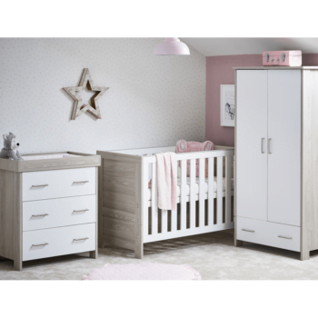 Obaby Nika Mini 3 Piece Room Set - Grey Wash & White