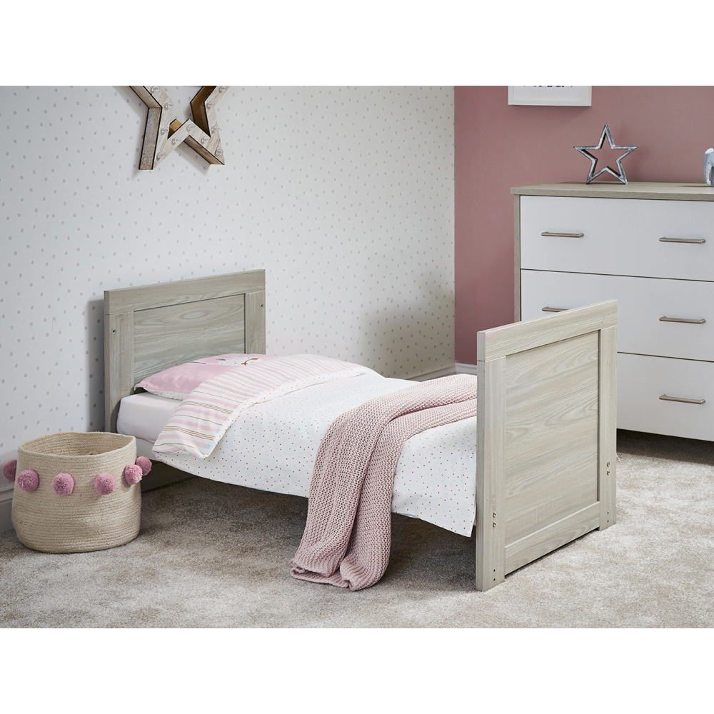 Obaby Nika Mini Cot Bed & Underdrawer - Grey Wash & White