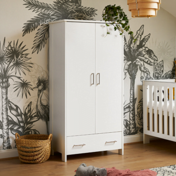 Obaby Nika Double Wardrobe- White Wash