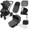 Ickle Bubba Stomp V3 i-Size Travel System with ISOFIX Base - Graphite Grey on Black Frame