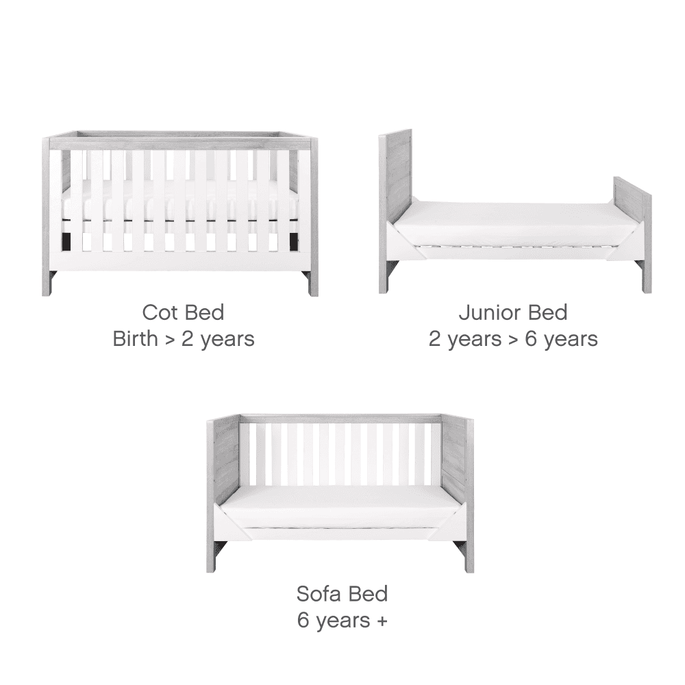 Tutti Bambini Modena Cot Bed - Grey Ash and White