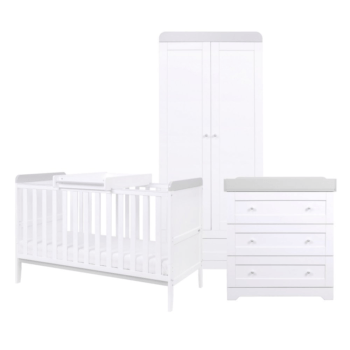 Mia 3 Piece Cotbed, Dresser & Wardrobe - White – Mamas & Papas UK