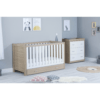 Babymore Luno White Oak 2 Piece Plus Room Set  - Cot Bed with Drawer & Chest