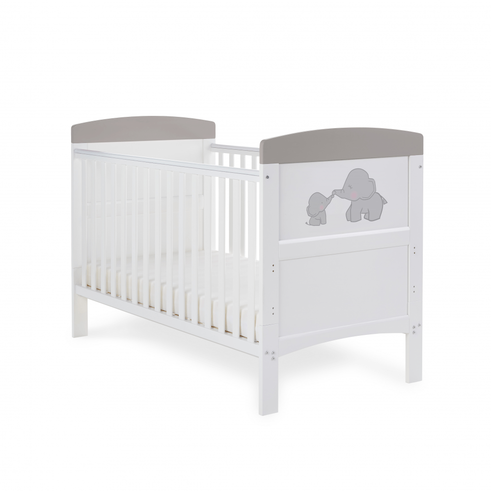 Photos - Cot Obaby Grace Inspire  Bed - Me & Mini Me Elephants - Grey DSR10221 