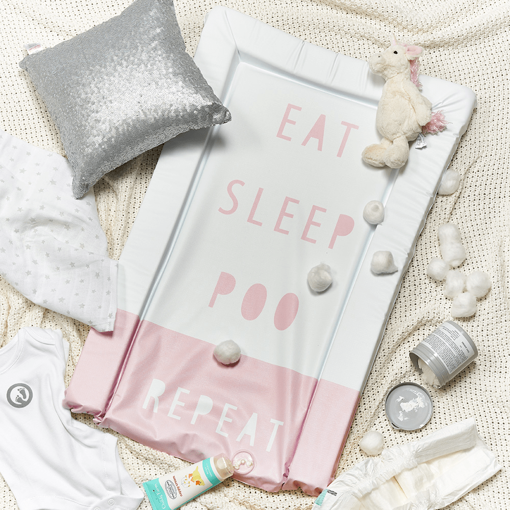 Obaby Changing Mat - Eat, Sleep, Repeat - Pink