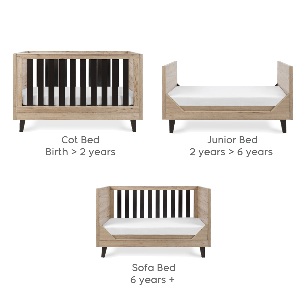 Tutti Bambini Como Cot Bed Distressed Oak & Slate Grey