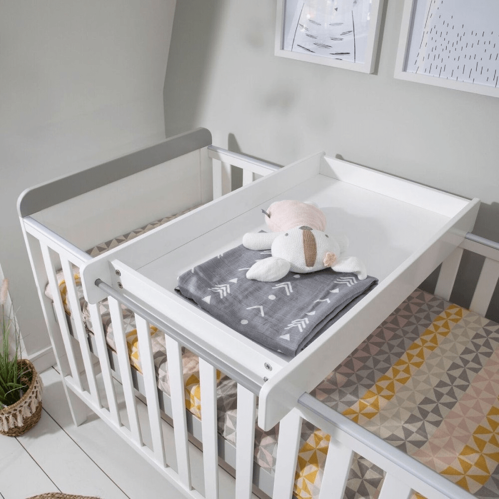 Tutti Bambini Rio Cot Bed with Cot Top Changer & Mattress - White/Dove Grey