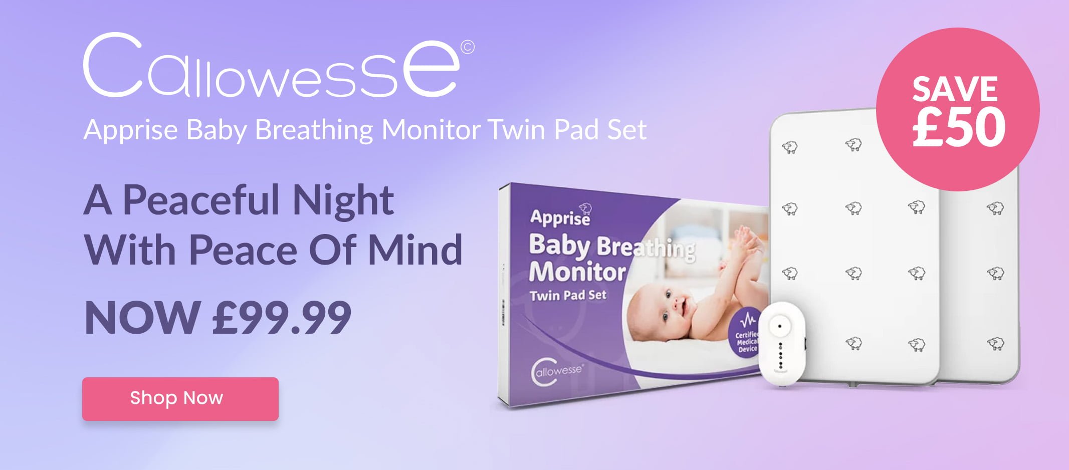 Callowesse Apprise Baby Breathing Monitor Twin Pad Set
