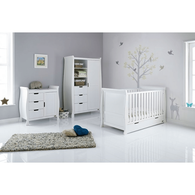 Photos - Kids Furniture Obaby Stamford Classic Sleigh 3 Piece Room Set - White DSR12009WHT 