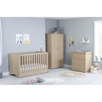 Babymore Veni 3 Piece Room Set with Drawer - Oak