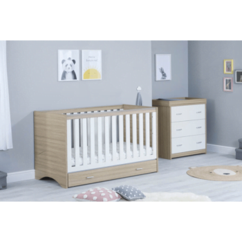 Babymore Veni 2 Piece Room Set with Drawer - Oak White
