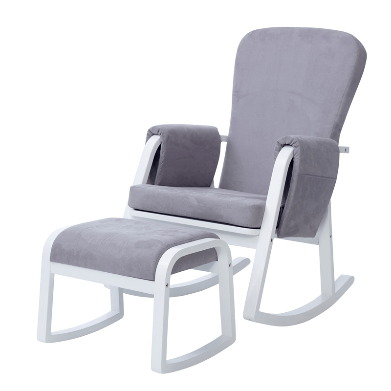 Ickle Bubba Dursley Rocking Chair and Stool - Pearl Grey at Baby Monitors Direct