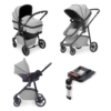 Ickle Bubba Moon 3 in 1 Travel System With ISOFIX Base - Silver Grey
