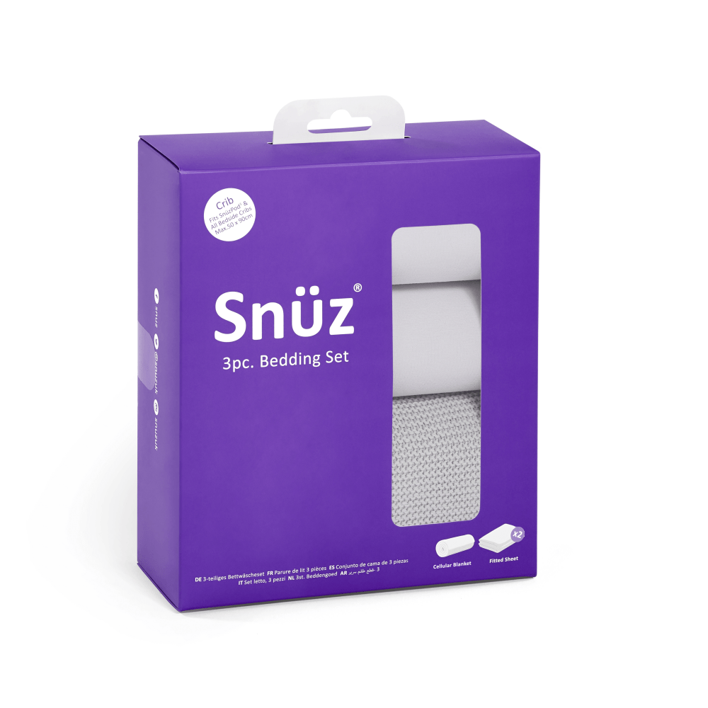 Snuz 3 Piece Crib Bedding Set - Grey