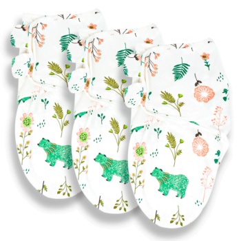 Callowesse Newborn Baby Swaddle - 0-3 Months - Bears and Blossoms - Pack of 3