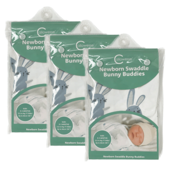 Callowesse Newborn Baby Swaddle - 0-3 Months - Bunny Buddies - Pack of 3