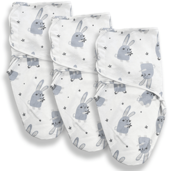 Callowesse Newborn Baby Swaddle - 0-3 Months - Bunny Buddies - Pack of 3