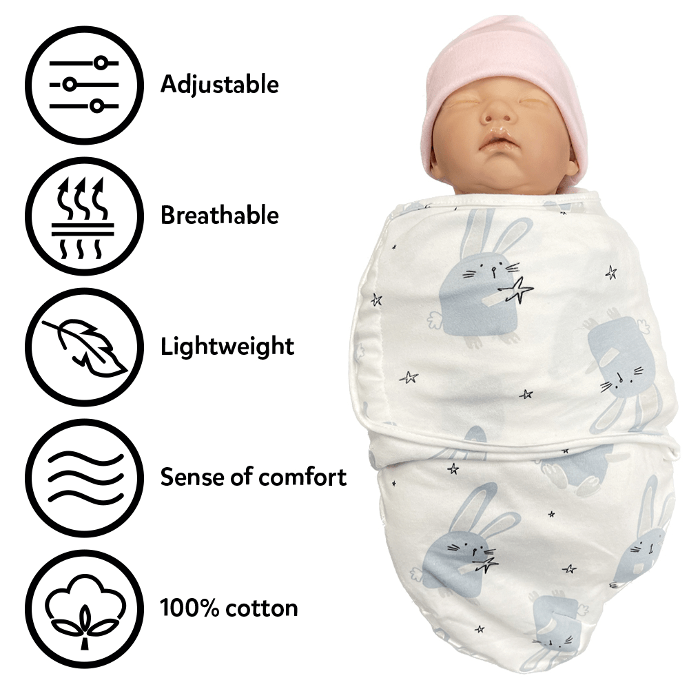 Callowesse Newborn Baby Swaddle - 0-3 Months - Bunny Buddies