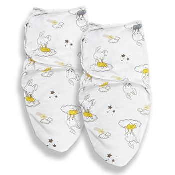 Callowesse Newborn Baby Swaddle - 0-3 Months - Bunny Dreams - Pack of 2