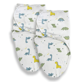 Callowesse Newborn Baby Swaddle - 0-3 Months - Dinky Dinos - Pack of 2