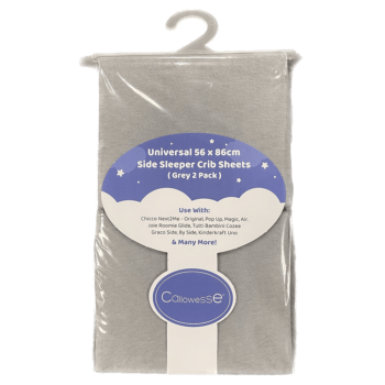 Callowesse Bedside Crib 86 x 56cm Fitted Sheet - Grey - Pack of 2