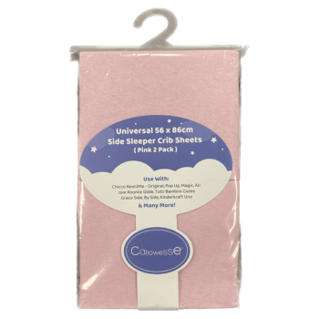Callowesse Bedside Crib 86 x 56cm Fitted Sheet - Pink - Pack of 2