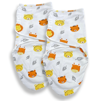Callowesse Newborn Baby Swaddle - 0-3 Months - Safari Friends - Pack of 2