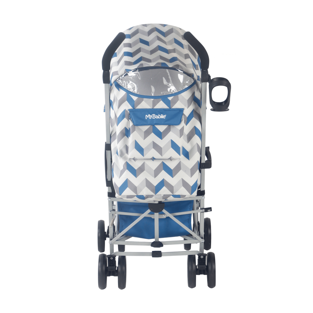 My Babiie MB02 Lightweight Stroller - Blue & Grey Chevron