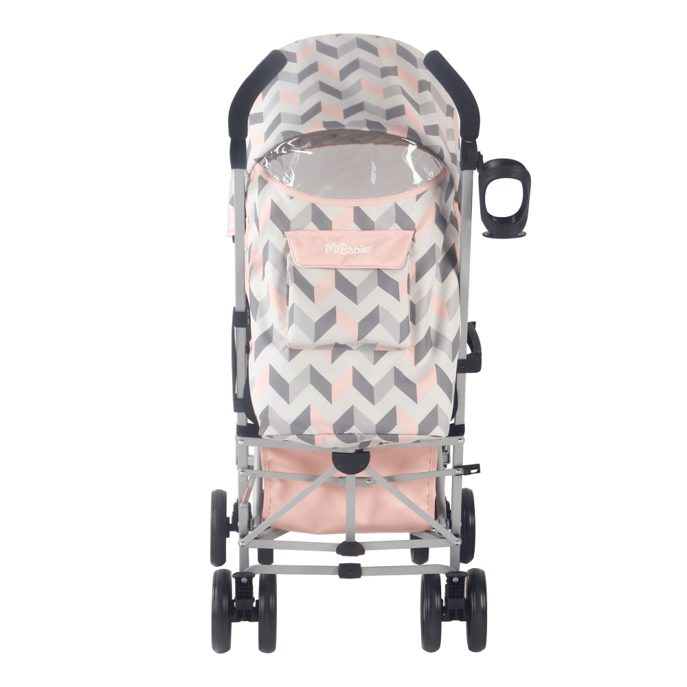 My Babiie MB02 Lightweight Stroller - Pink & Grey Chevron