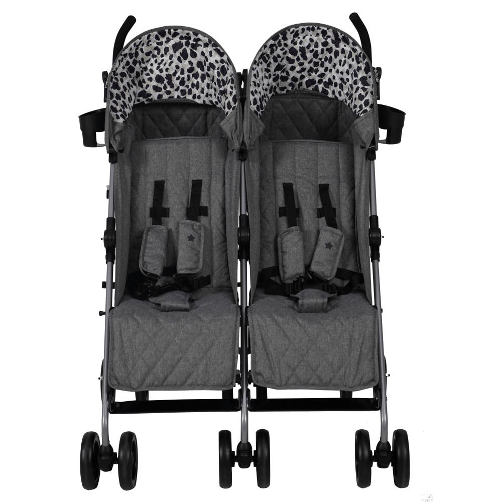 My Babiie MB11 Double Stroller Grey Melange and Leopard