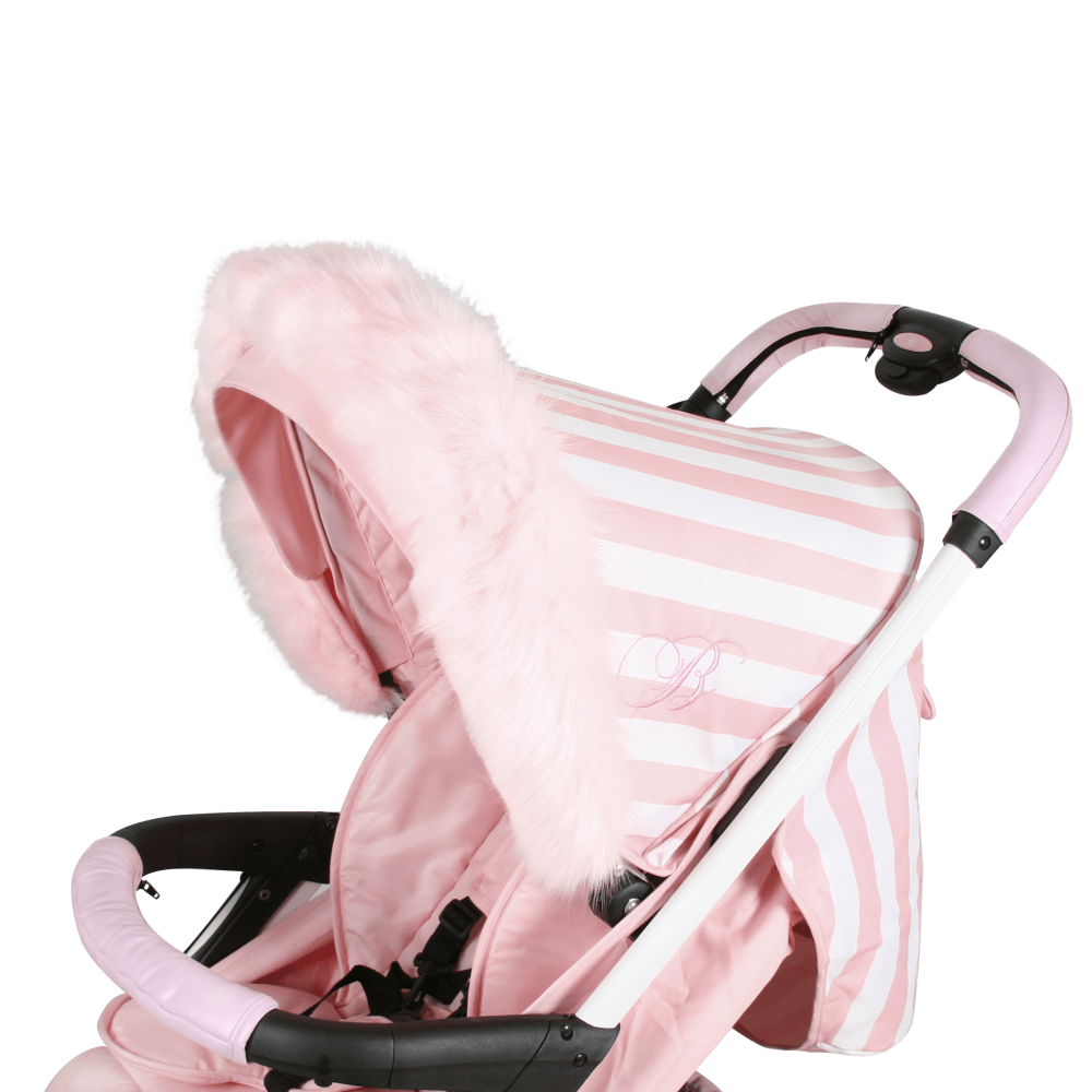 My Babiie Pram Hood Fur Trim - Pink