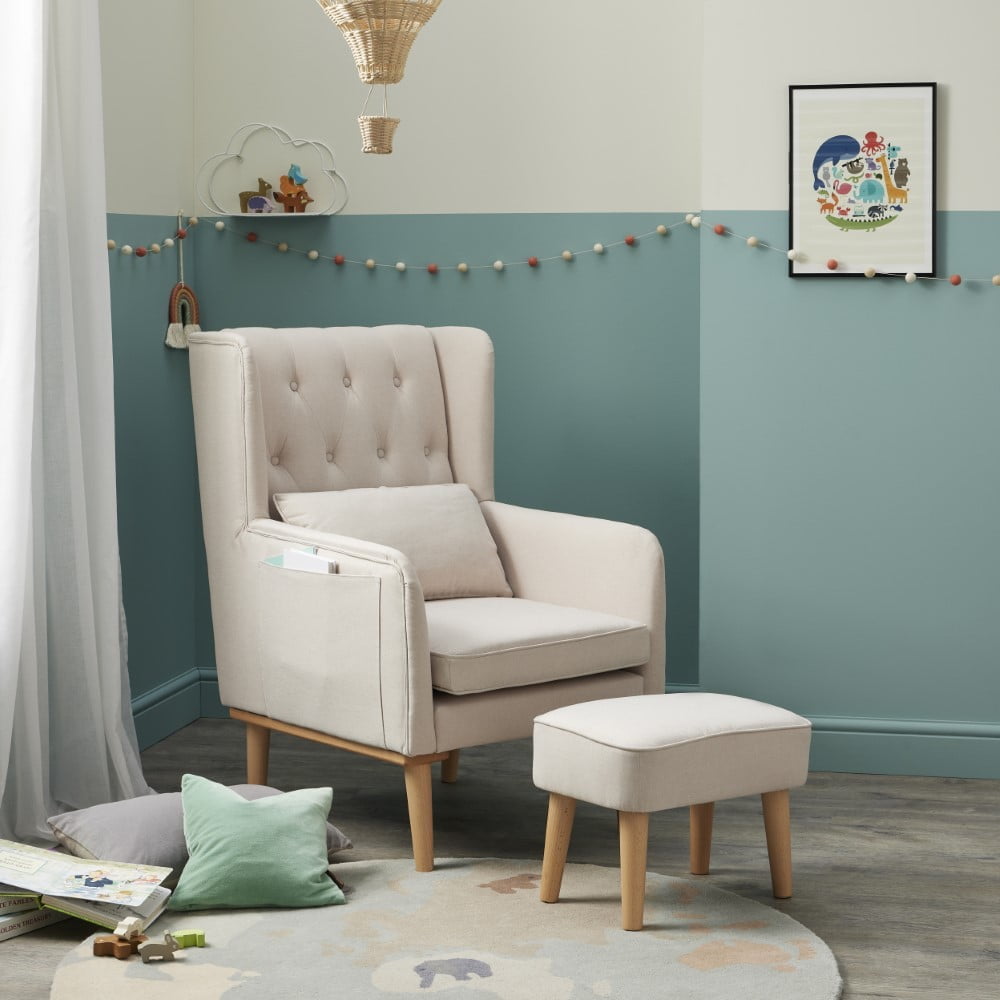 Babymore Lux Nursing Rocking and Arm Chair with Stool - Grey