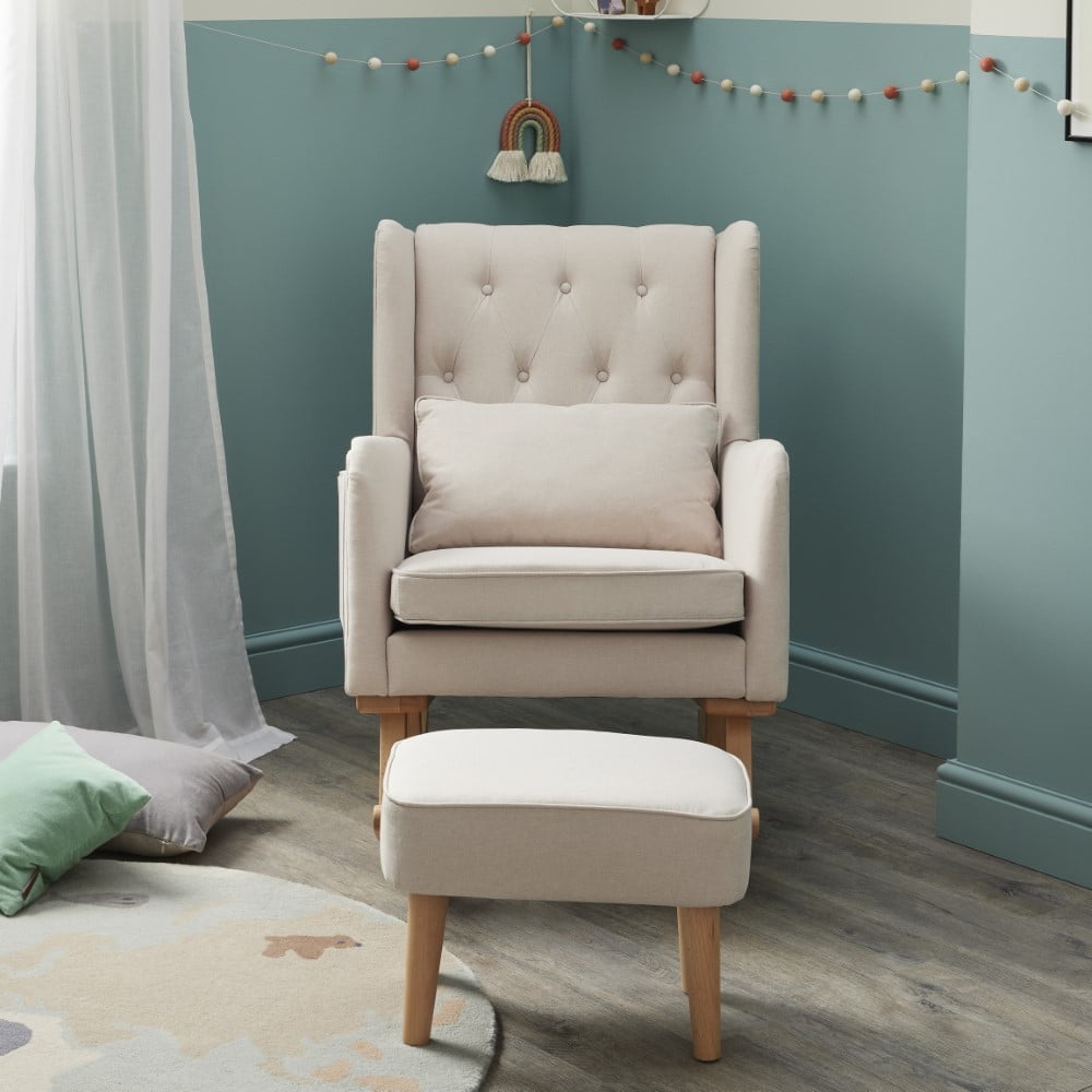 Babymore Lux Nursing Rocking and Arm Chair with Stool - Cream