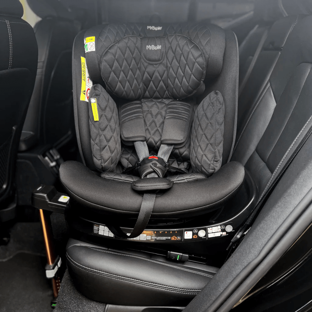 Billie Faiers iSize Quilted Black Spin Car Seat (40-150cm) Group 0+/1/2/3