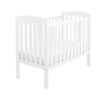 Babymore Space Saver Cot in White, three-quarter view